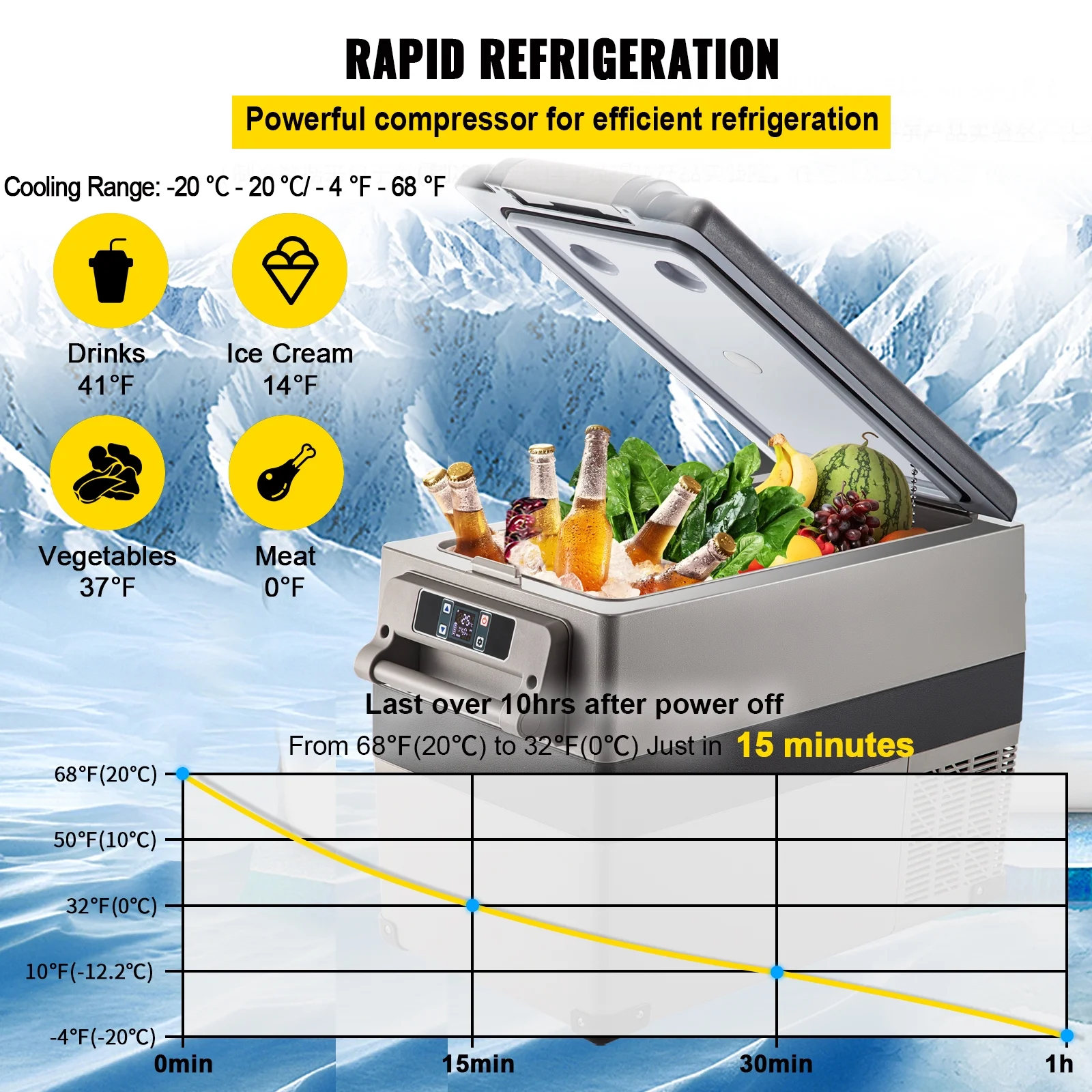 BENTISM 22L Portable Car Refrigerator, 23 Quart RV Fridge, 12/24V DC & 110-240V AC Vehicle Car Truck Boat Mini Electric Cooler for Driving Travel Fishing Outdoor and Home Use - Image 18