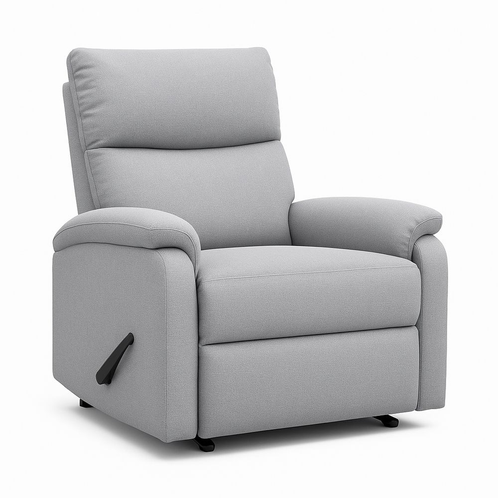 Sillón reclinable moderno de tela gris, sofá cómodo y funcional para sala de estar, estructura resistente, tamaño estándar