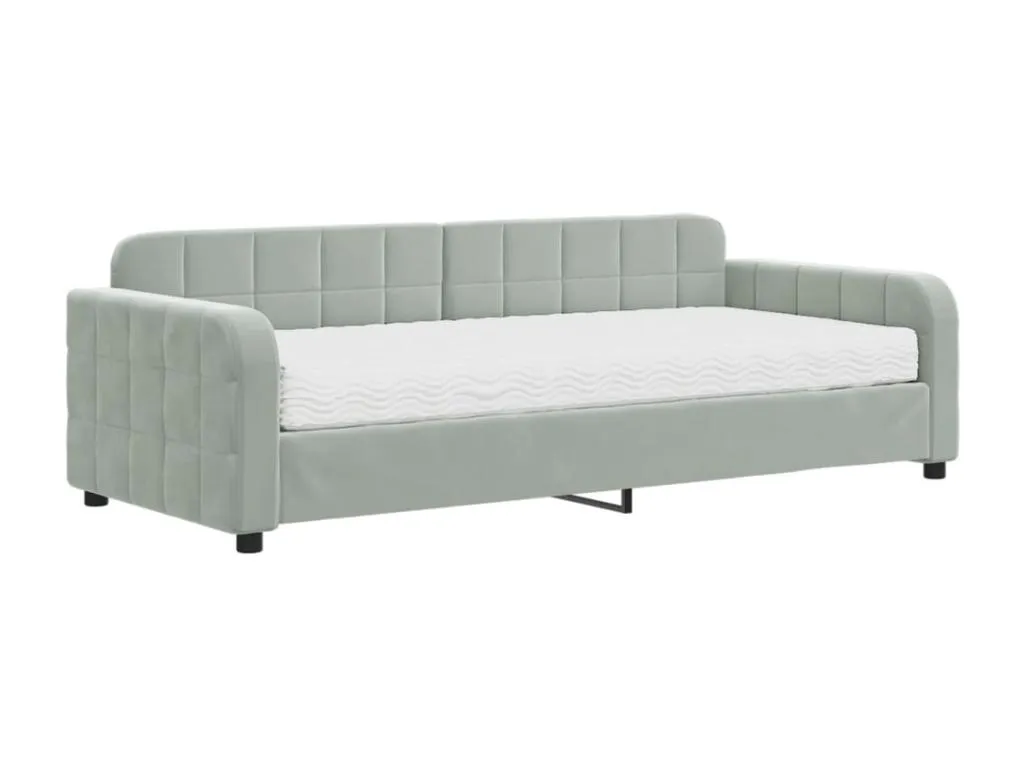 Sofá cama con colchón gris claro terciopelo 90x200 cm 04352kfgf