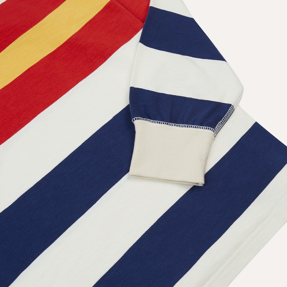 Drake's - Polo Rugby - Blanc, Marine, Jaune & Rouge