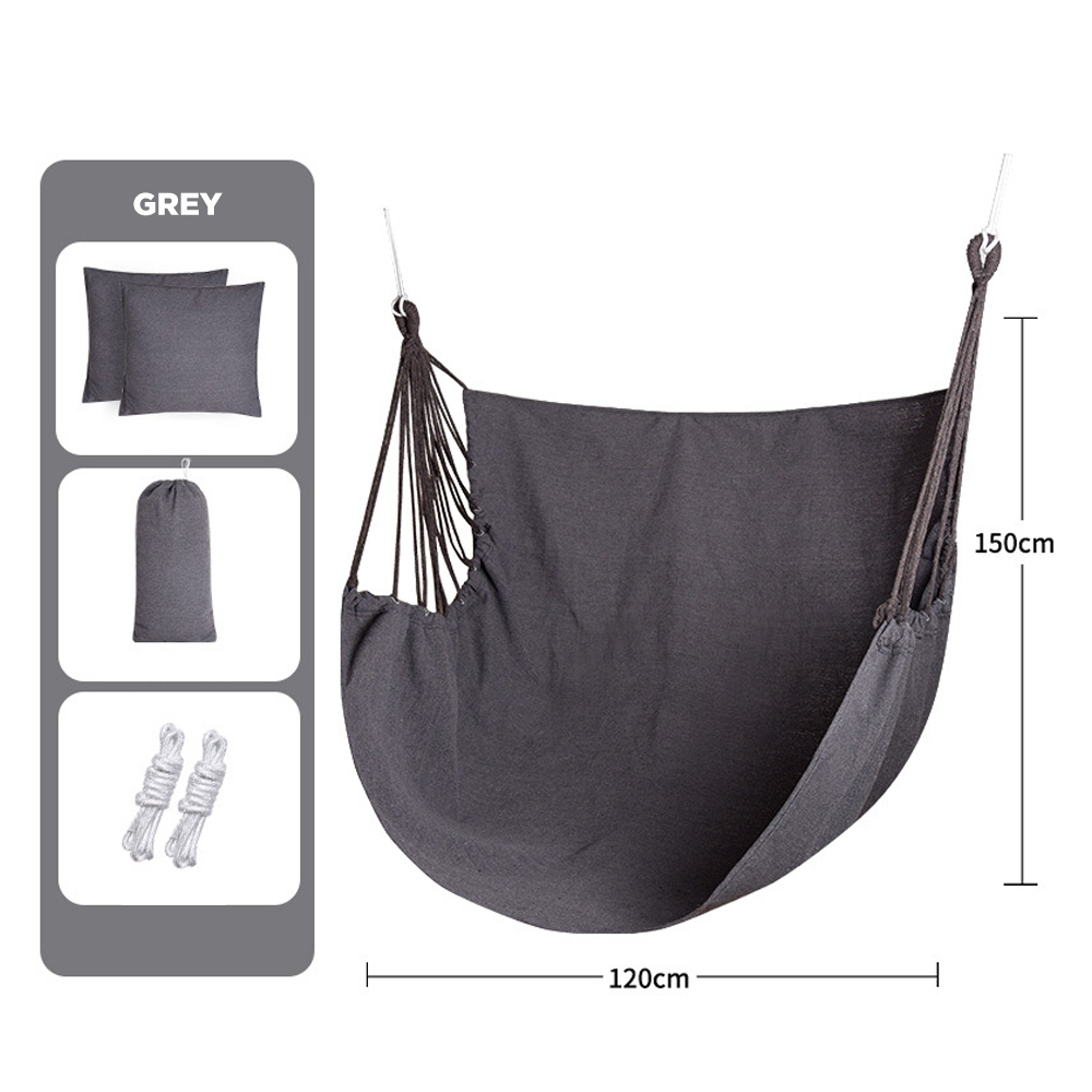 Outdoor Adult Swing Hammock Chair with Rope and Canvas Durable 150kg Capacity Hanging Hammock for Courtyard Use