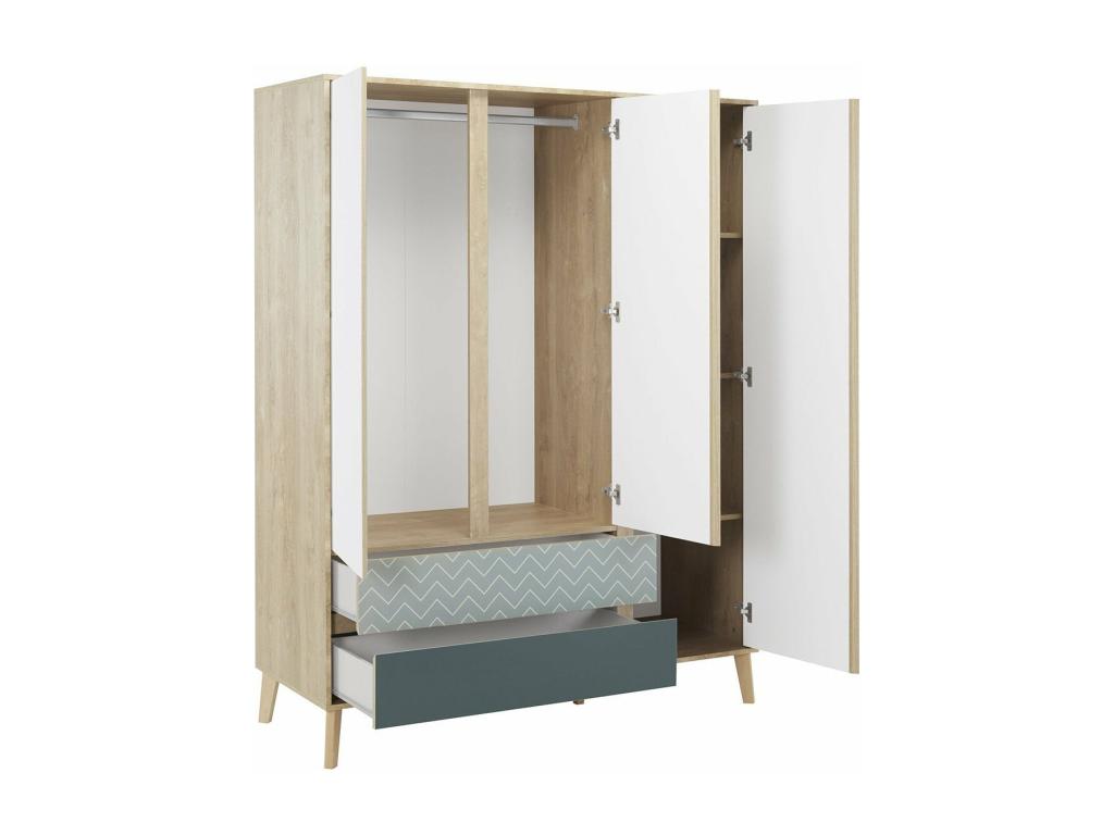 Armario con 3 puertas y 2 cajones Larvik - Fabricación francesa