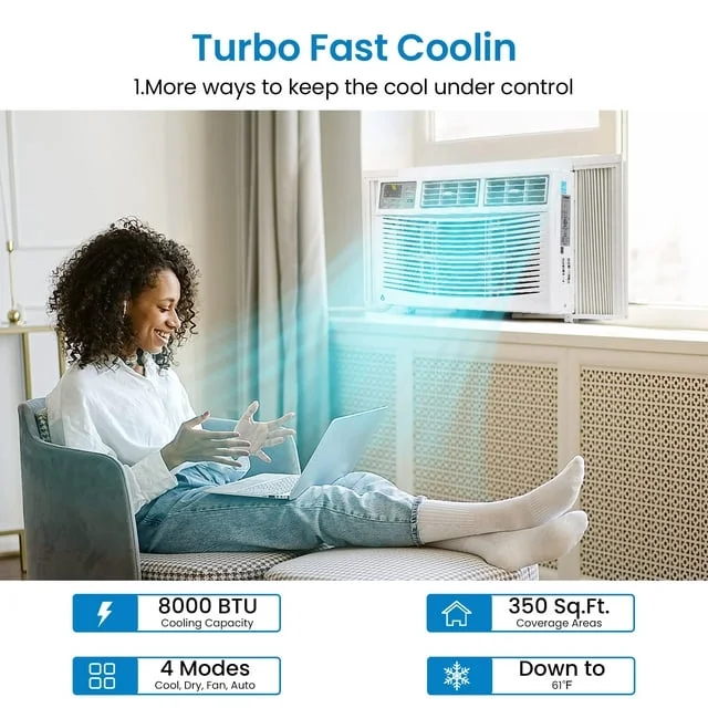12000btu Window Air Conditioner With Wi-fi Enabled, Remote Control, Cooling Up To 550sq.ft, 115v Wall Mounted Window Ac Units For Rooms, Dehumidifier, Fan, Reusable Filter - Image 21