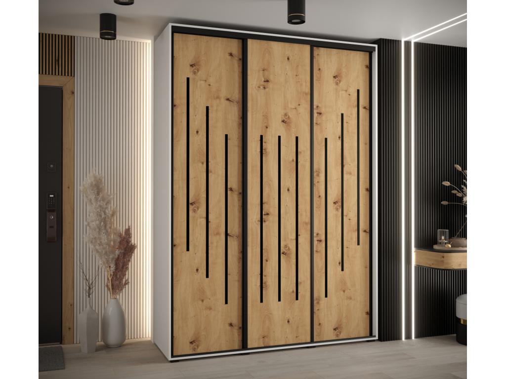 ARMARIO Nestleare 8 DE PUERTAS CORREDERAS 235 - 2/170/60 3 puertas Blanco/Artisan/Negro