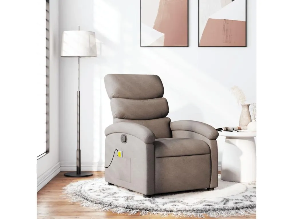 Sillón de masaje reclinable de tela gris taupé