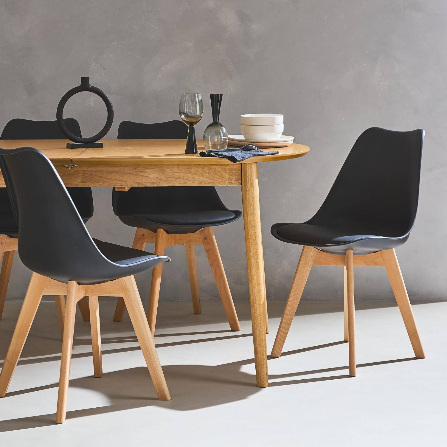Nils - Silla escandinava con patas de madera de haya, set de 6