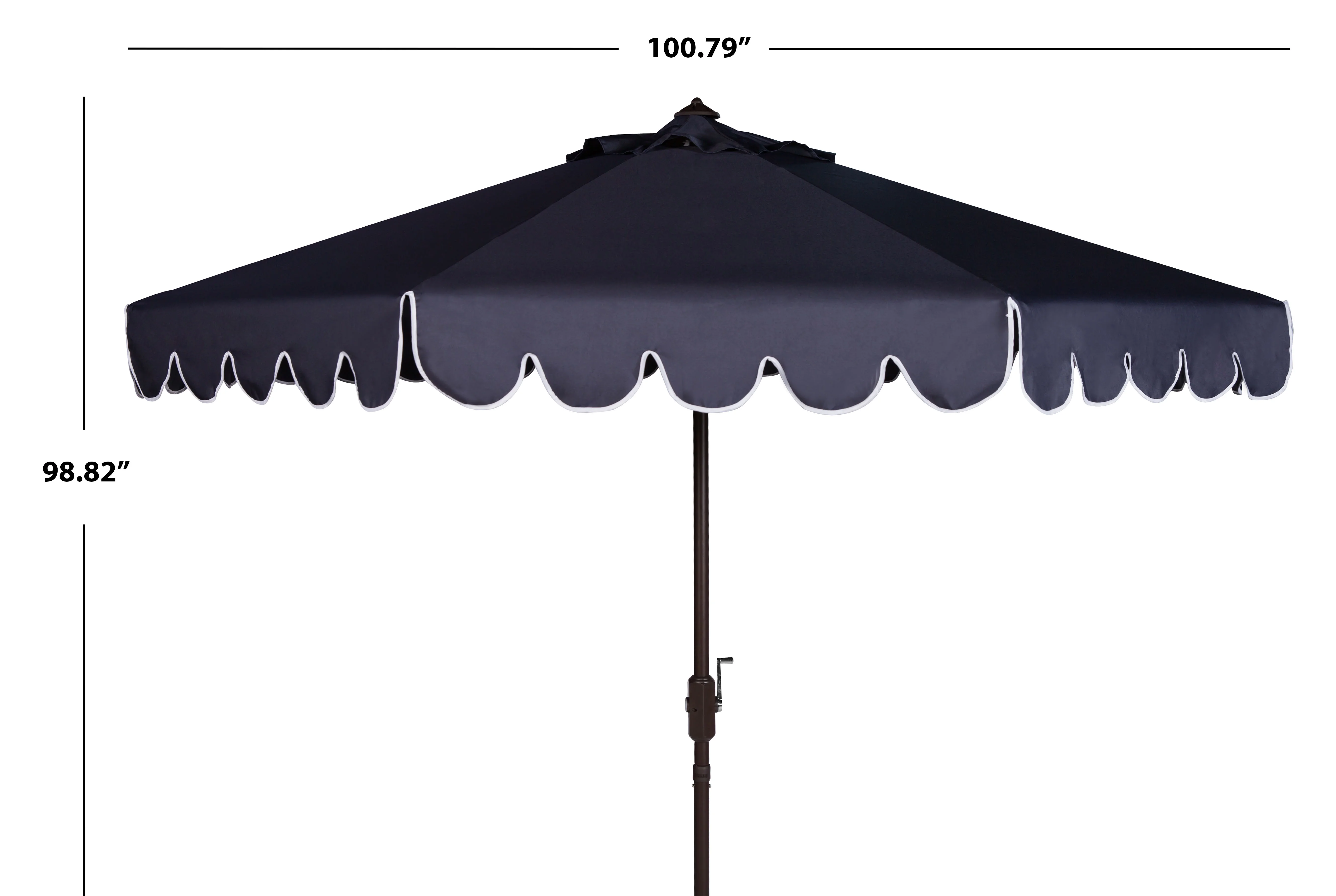 Safavieh Venice 9' Market Crank Tilt Patio Umbrella, Navy/White - Image 10