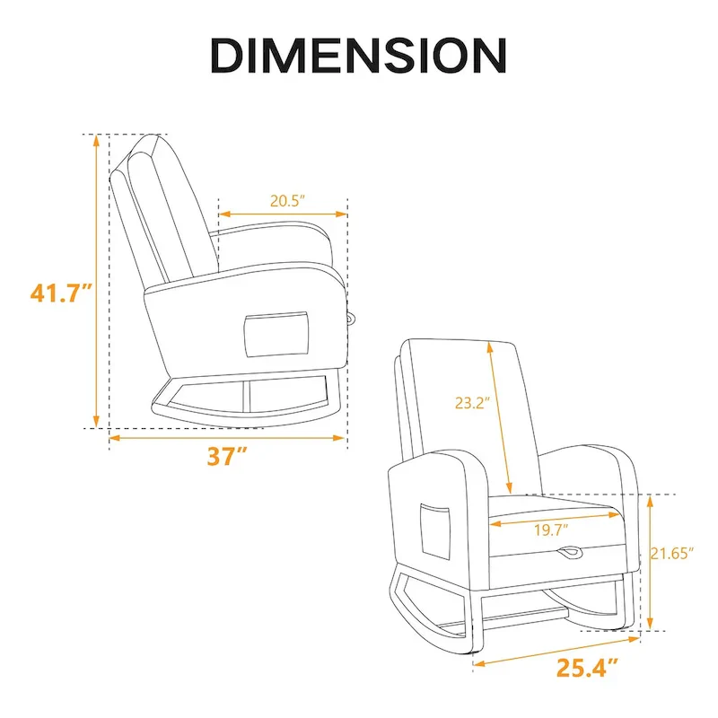 Ergonomic High Back Rocking Chair with Adjustable Footrest