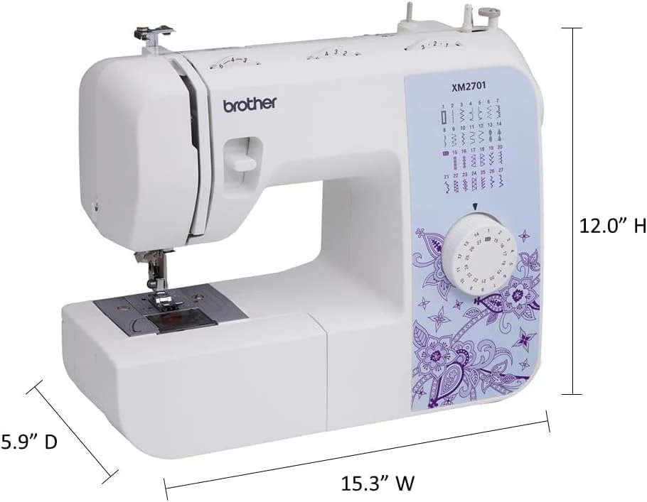 Brother XM2701 Sewing Machine, Lightweight, Full Featured, 27 Stitches, 6 Included Feet