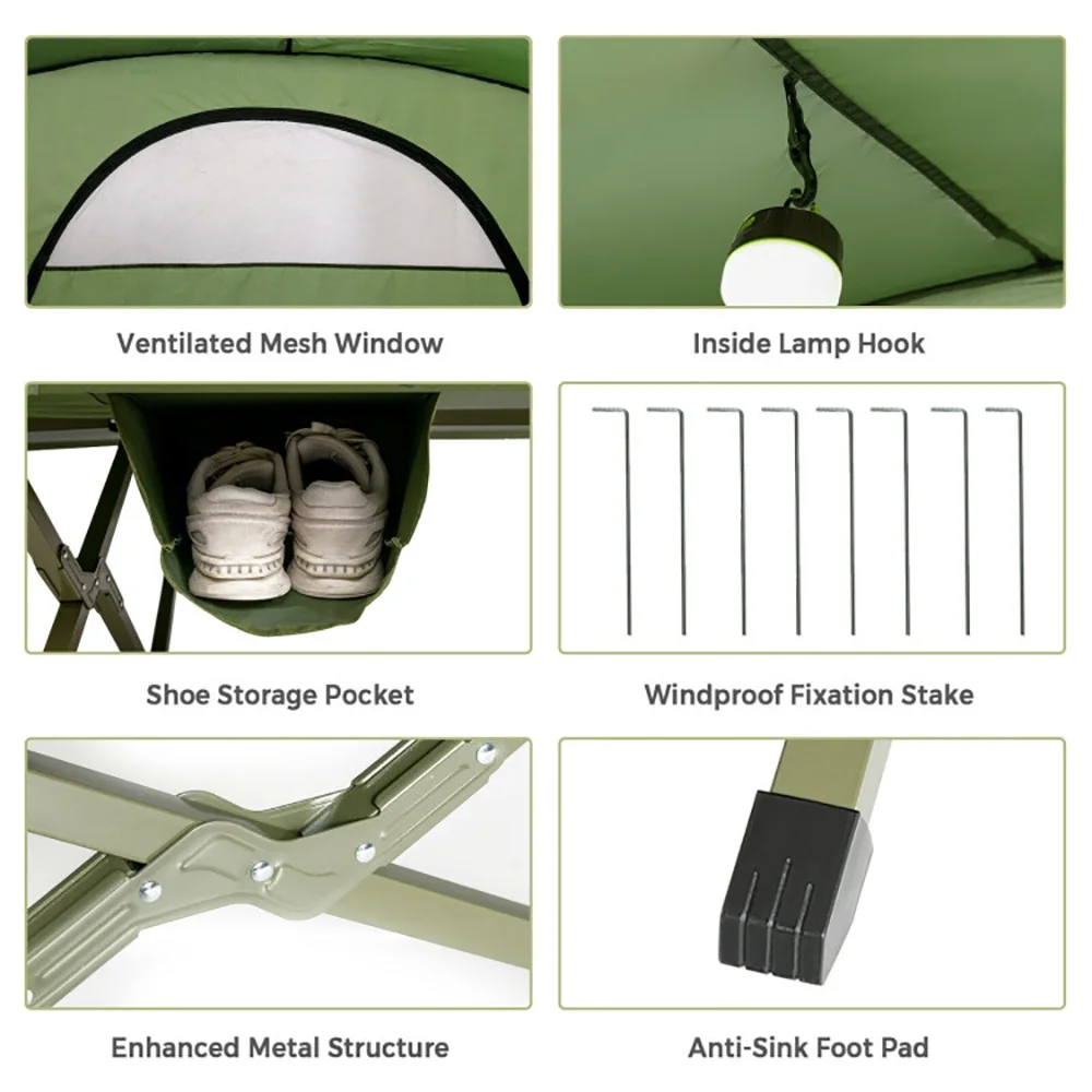 Kadyn Tent, Waterproof Tents,Camping Hiking Tents,2-Person Outdoor Camping Tent with External Cover-Green - Image 7