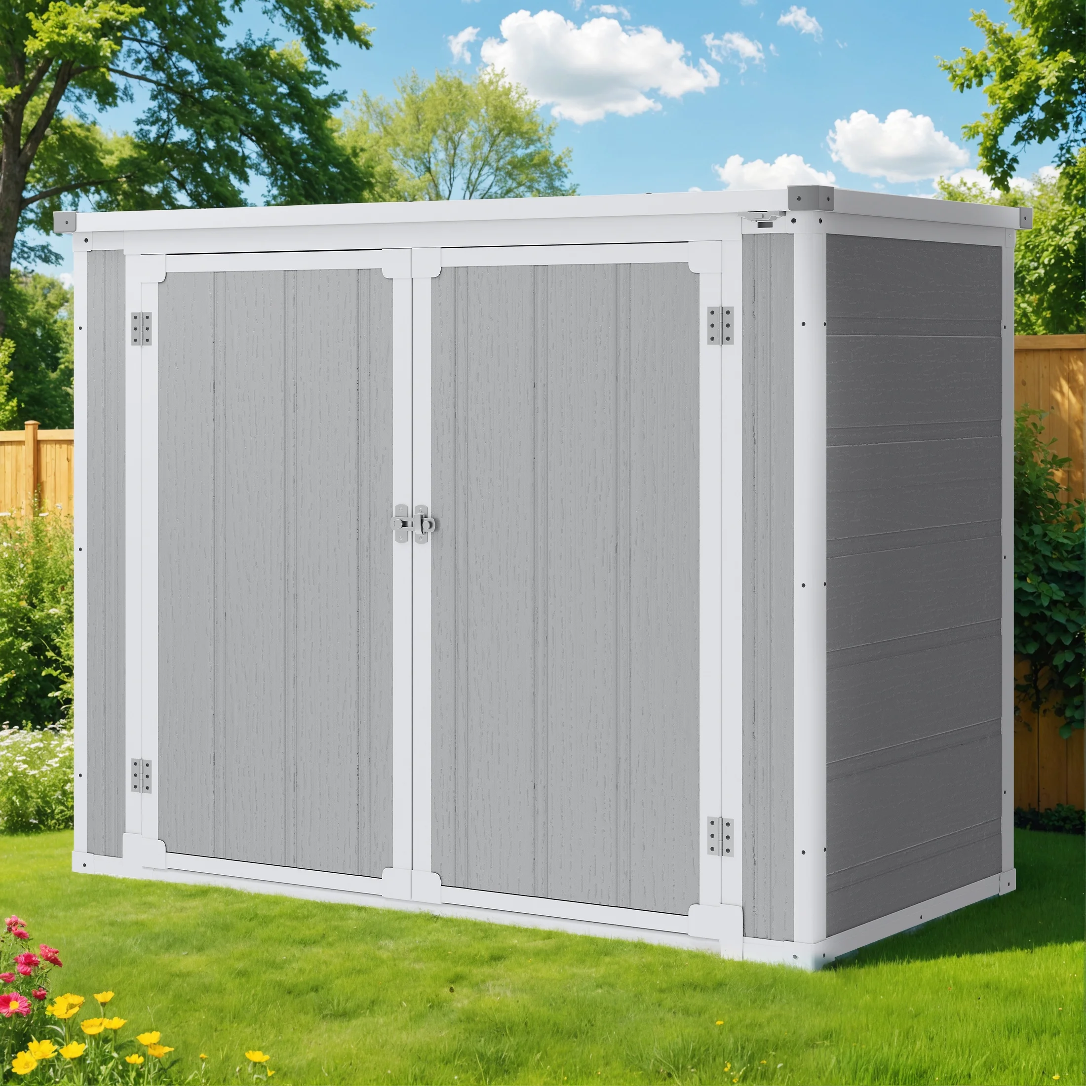 Enyopro 306Gal Outdoor Storage Shed, Horizontal Resin Shed, Resistant Tool Plastic Shed for Storage of Bike/Garbage Cans/Garden Tools/Lawn Mowers - Image 6