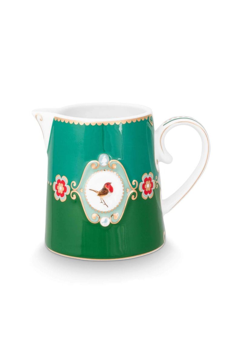 Jug Small Love Birds Medallion Emerald-Green