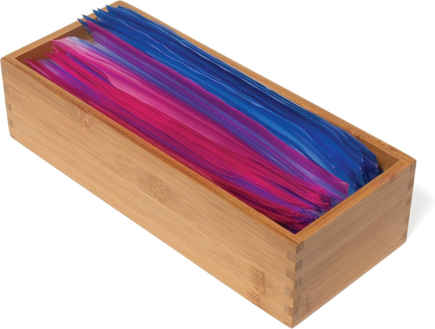 Lipper International Bamboo Utensil Holder Storage Box for Cooking Tools, Makeup, or Office Supplies, 5