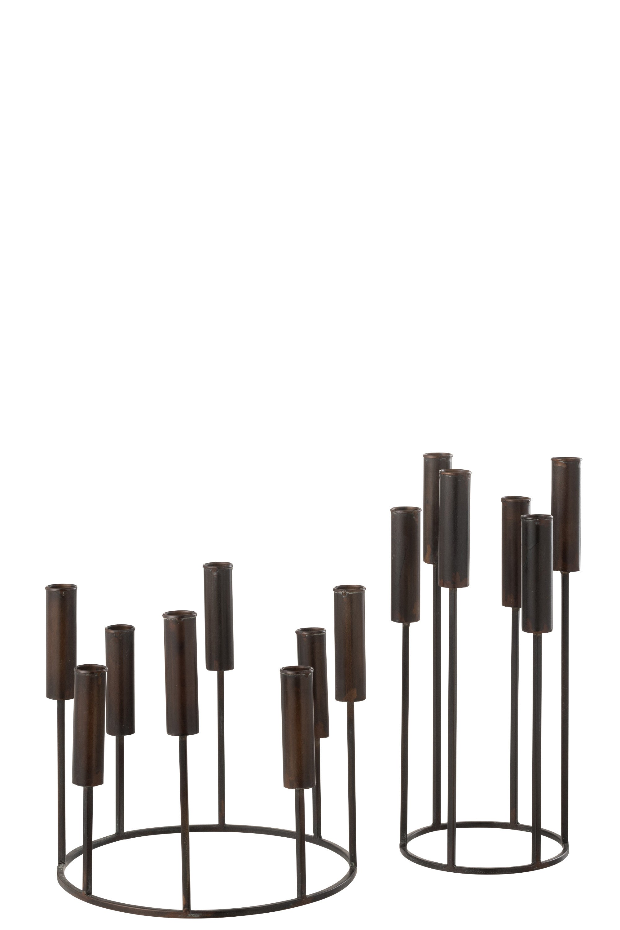 J-Line kandelaar Pierre - ijzer - zwart - 2 stuks