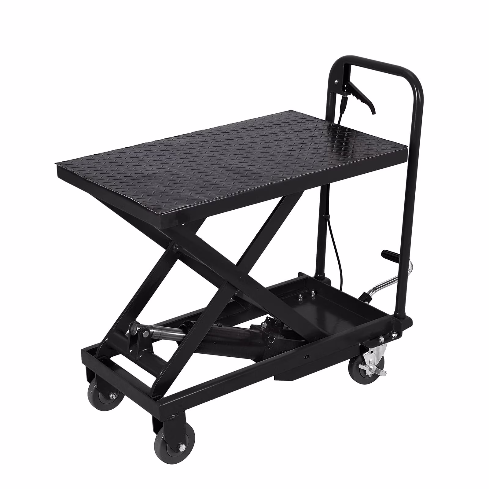 M Optimized Hydraulic Lift Cart, 1100 lb Capacity Manual Scissor Lift Table 33.5 in Lifting Height(Single 1100Lbs/Black)