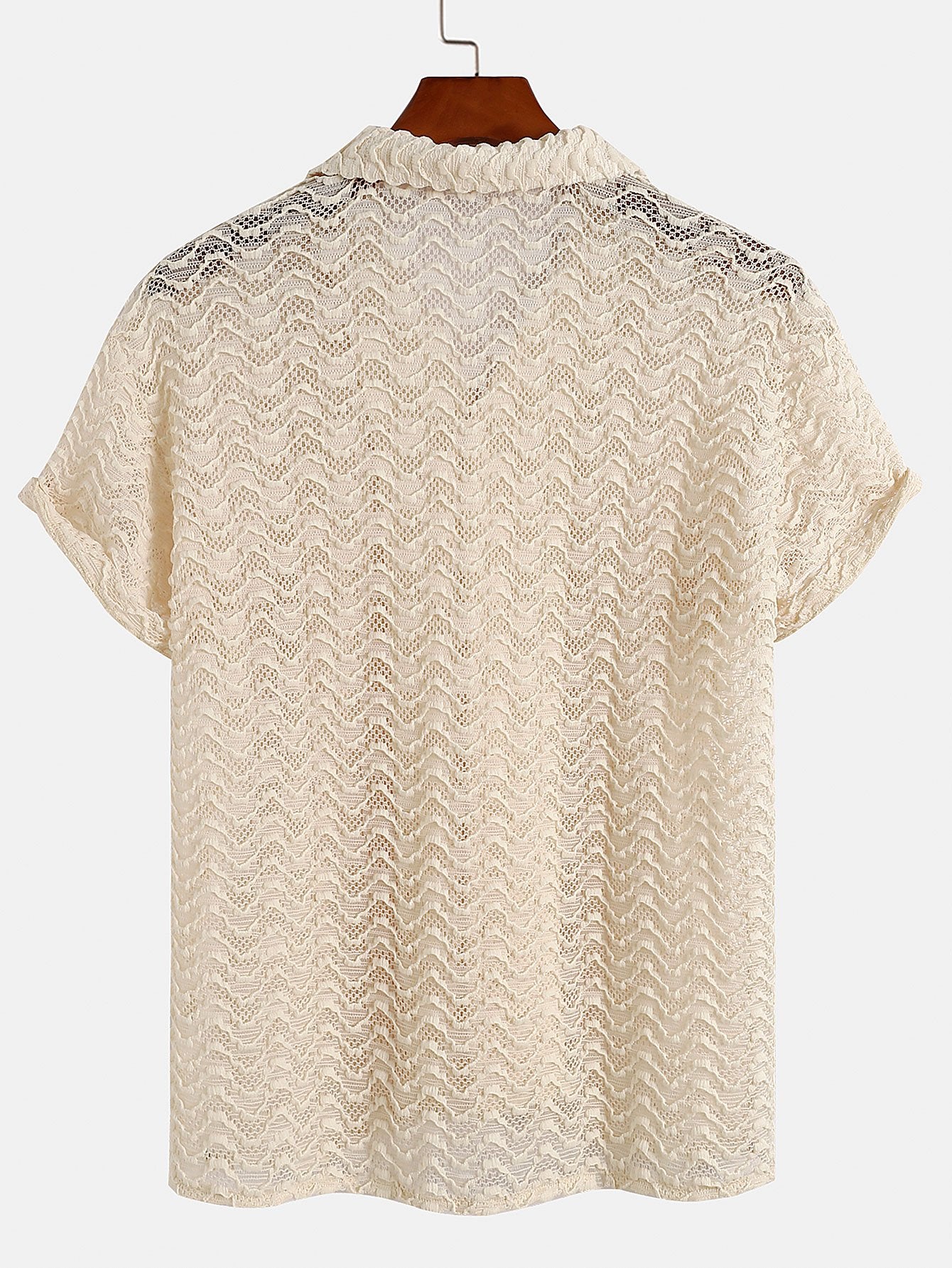 Wavy Jacquard Textured Cuban Shirt