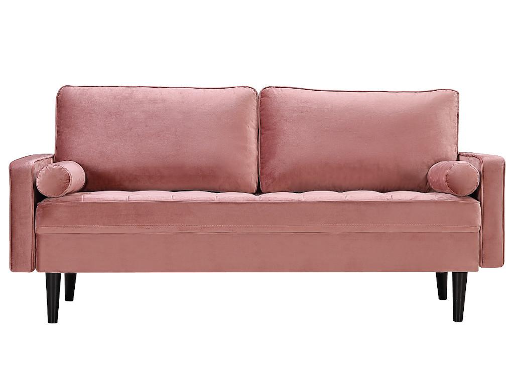 Sofá de 3 plazas de terciopelo FLEUET - Rosa vintage