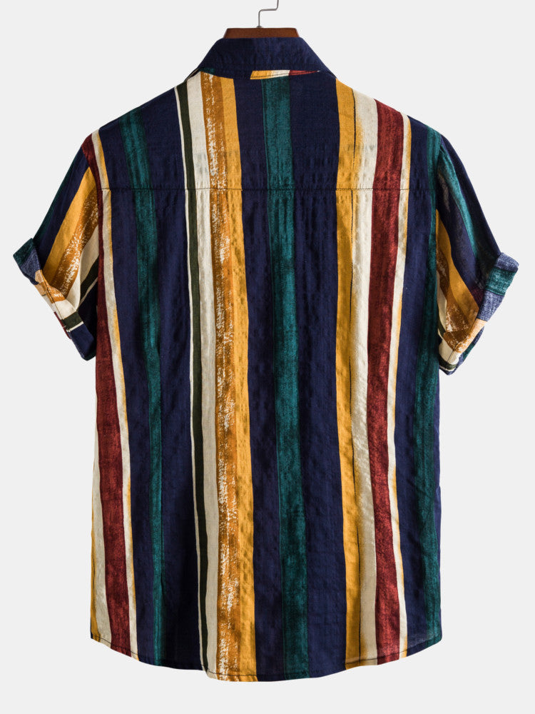 Cotton Stripes Short Sleeve Shirts