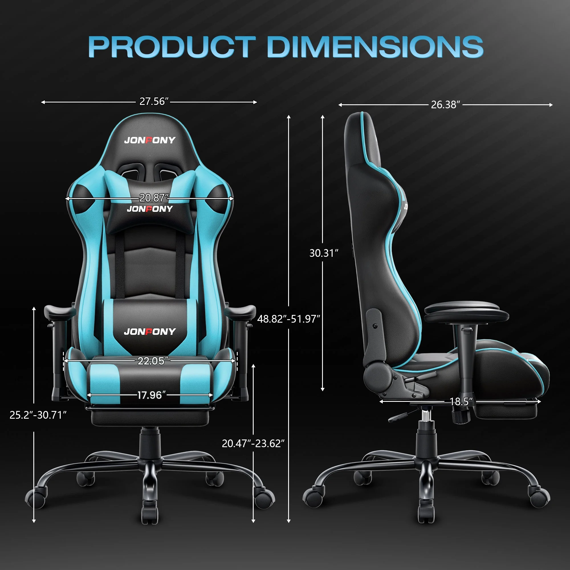 JONPONY Big and Tall 500LBS Gaming Chair, Ergonomic Design, Gamer Chair PU Leather with Footrest and Lumbar Support, High Back Office Chair Support 8 Hours Long Sitting,Red Computer Chair,Red - Image 55