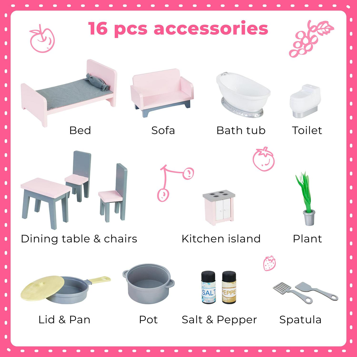 Teamson Kids Wonderland Ariel 2-in-1 Dollhouse/Play Kitchen Set - Image 3