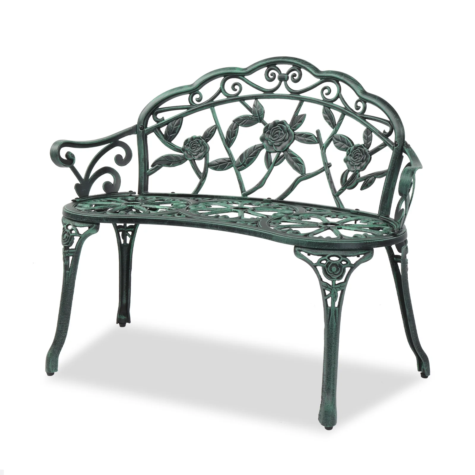 Ktaxon Outdoor Patio Park Garden Bench Courtyard Leisure Rose Cast Aluminum, Outdoor Loveset, Bronze - Image 21