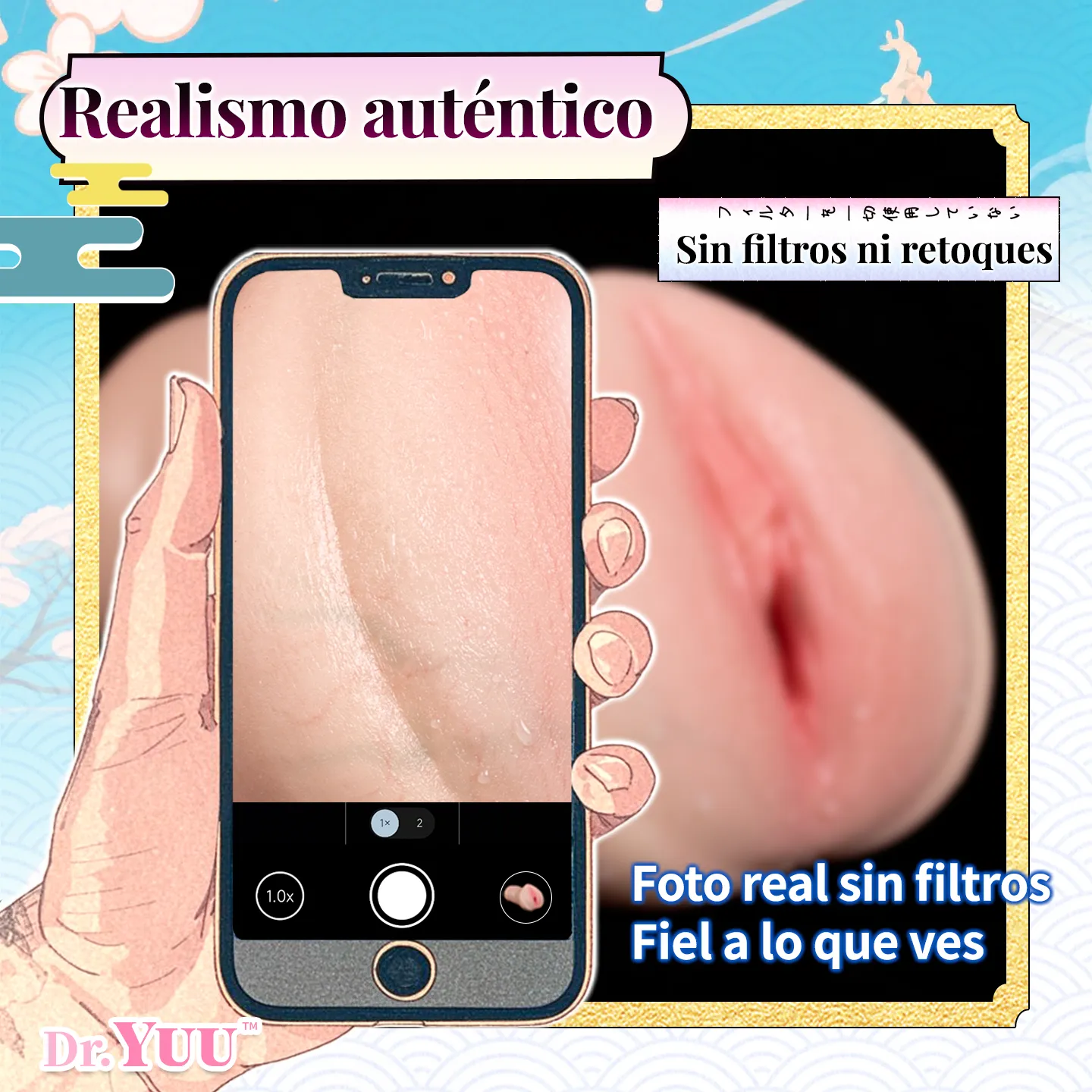 Acercamiento realista sin filtros del onahole Oni-kaku Hime. Detalles anatómicos precisos desarrollados por Dr.YUU