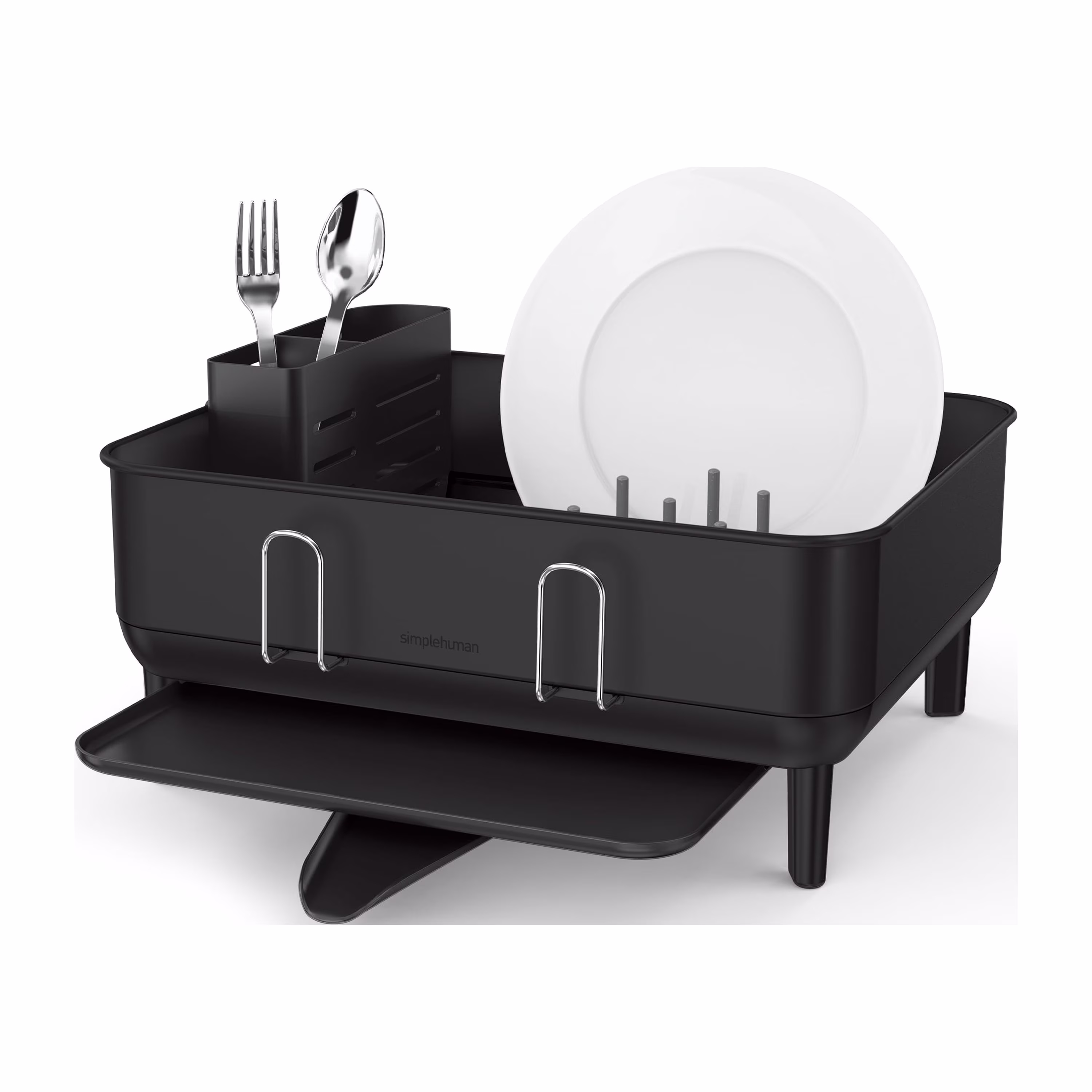 simplehuman Kitchen Dish Drying Rack, Fingerprint-Proof Stainless Steel Frame, Grey Plastic - Image 7