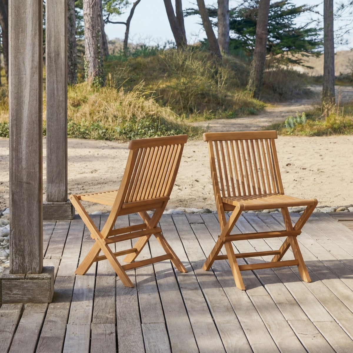 Tikamoon - Capri - Set van 2 massief acaciahouten tuinstoelen