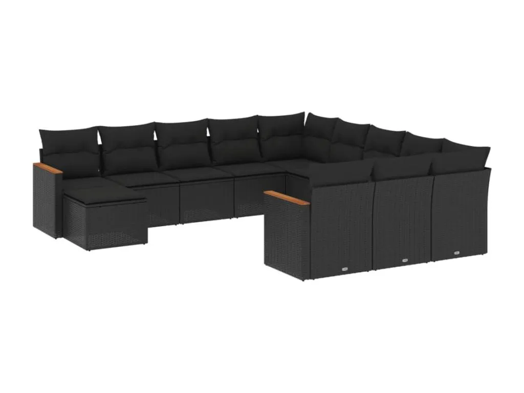 grande Set elegante de sofás de jardín 12 piezas cojines ratán sintético blanco eokf35046