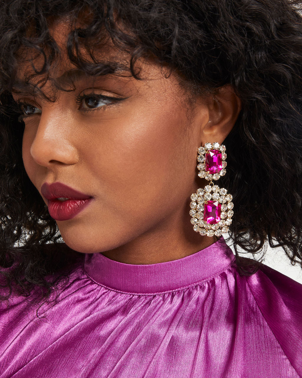 Monroe Drop Earrings - Pink - Se7enfashion