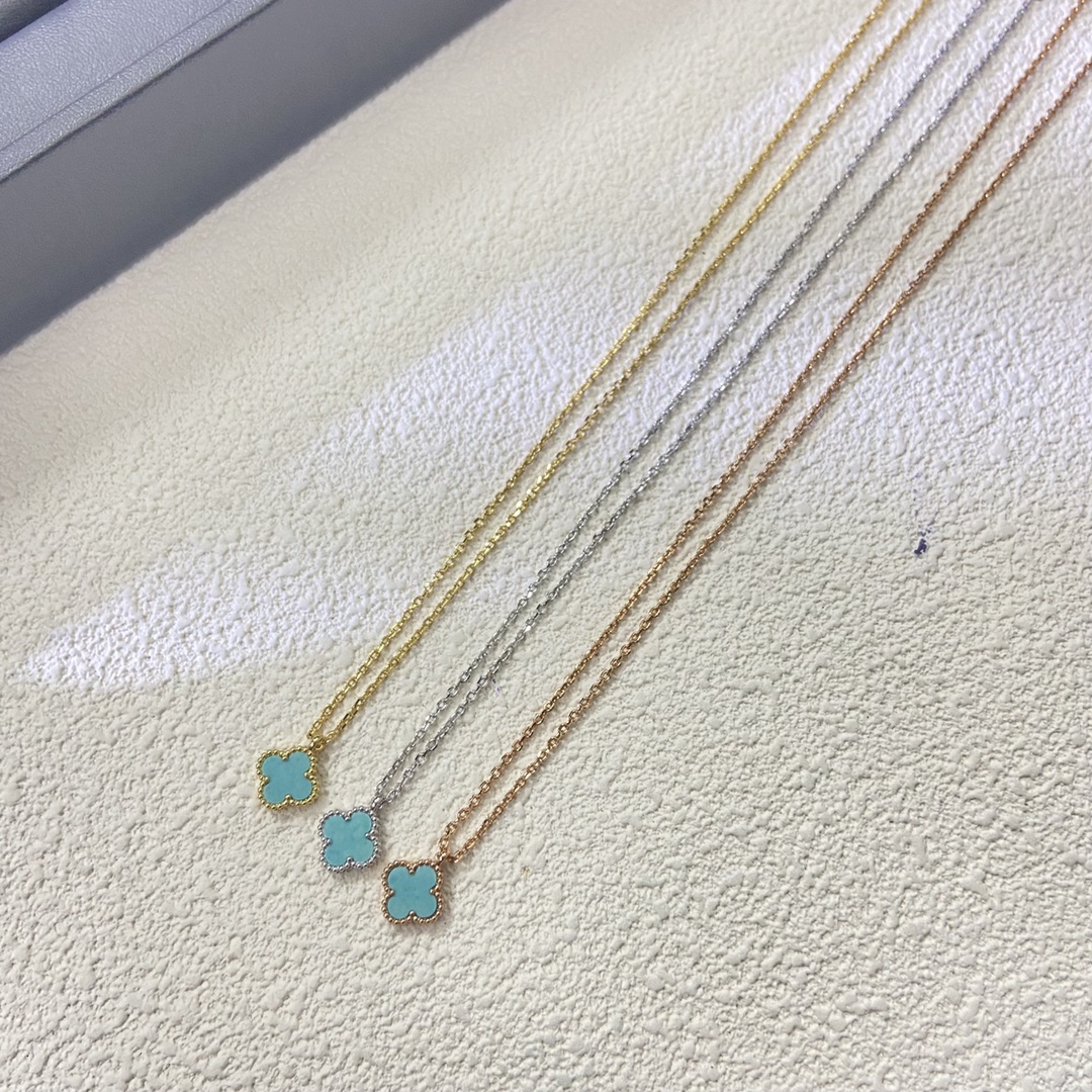 VCA Amazonite Sweet Alhambra Pendant Necklace, 1 Motif - Original Replica Club