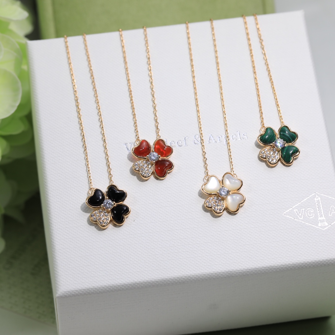 VCA Love Heart Clover Earrings Necklace - Original Replica Club