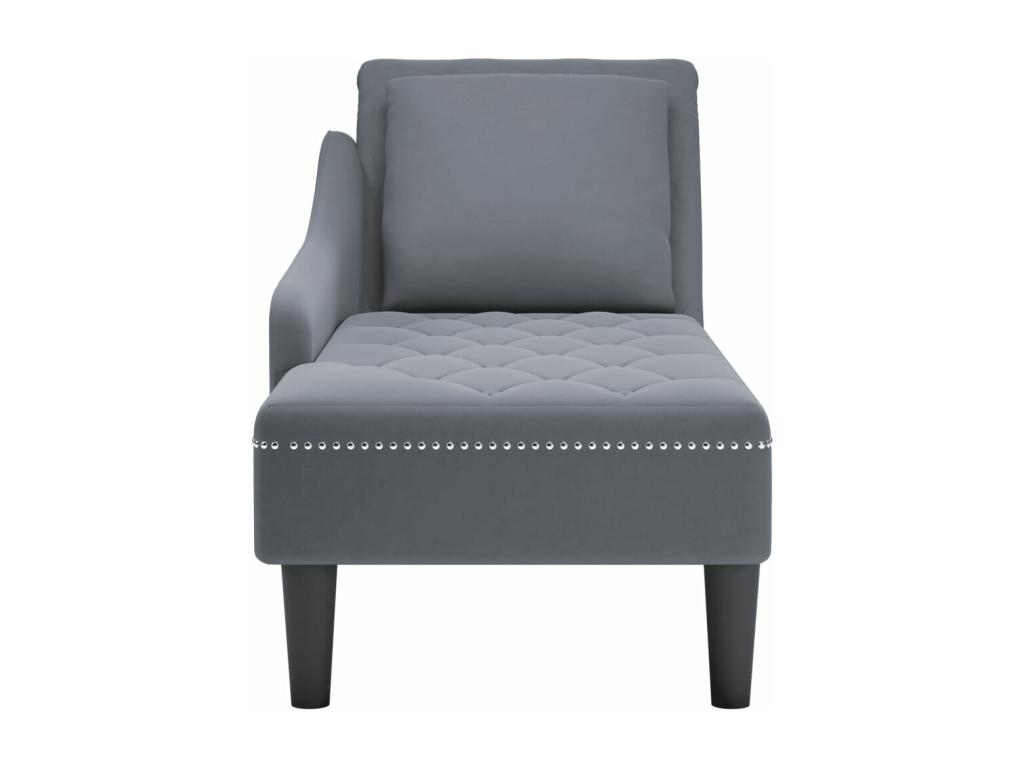 Sillón Homelyvo y cojín y reposabrazos derecho terciopelo gris oscuro
