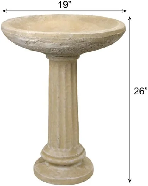 Solid Rock Stoneworks 2 Piece Collanade Birdbath - 26" Tall - Desert Sand Color - Image 3