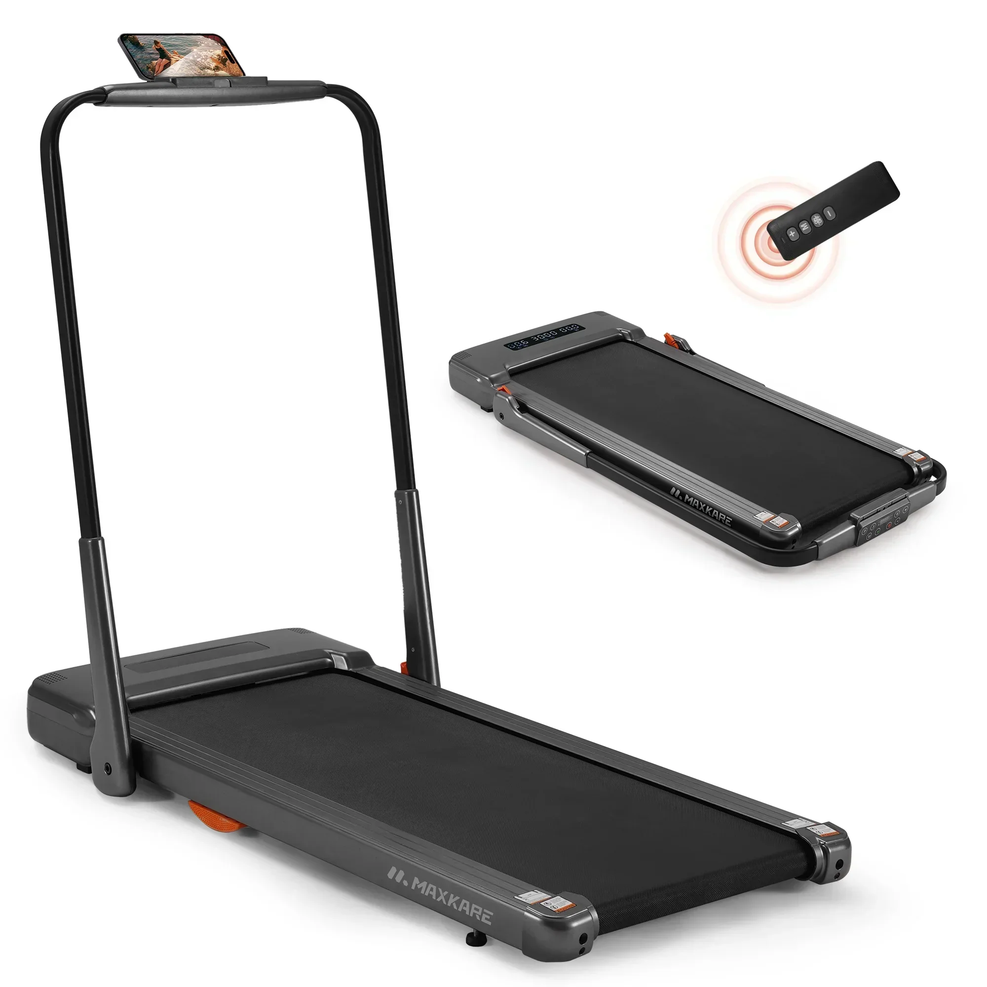 MaxKare 2-in-1 Folding Under Desk Treadmill, 2.5HP, 7.5MPH, 265 lbs Capacity MaxKare 2-in-1 Folding Under Desk Treadmill, 2.5HP, 7.5MPH, 265 lbs Capacity