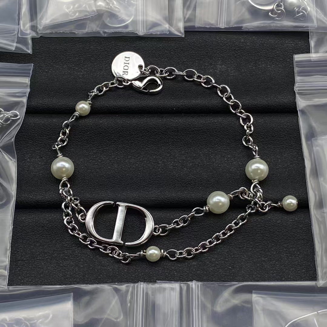 Dior CD Pearl Charms Silver Chain Bracelet - Original Replica Club