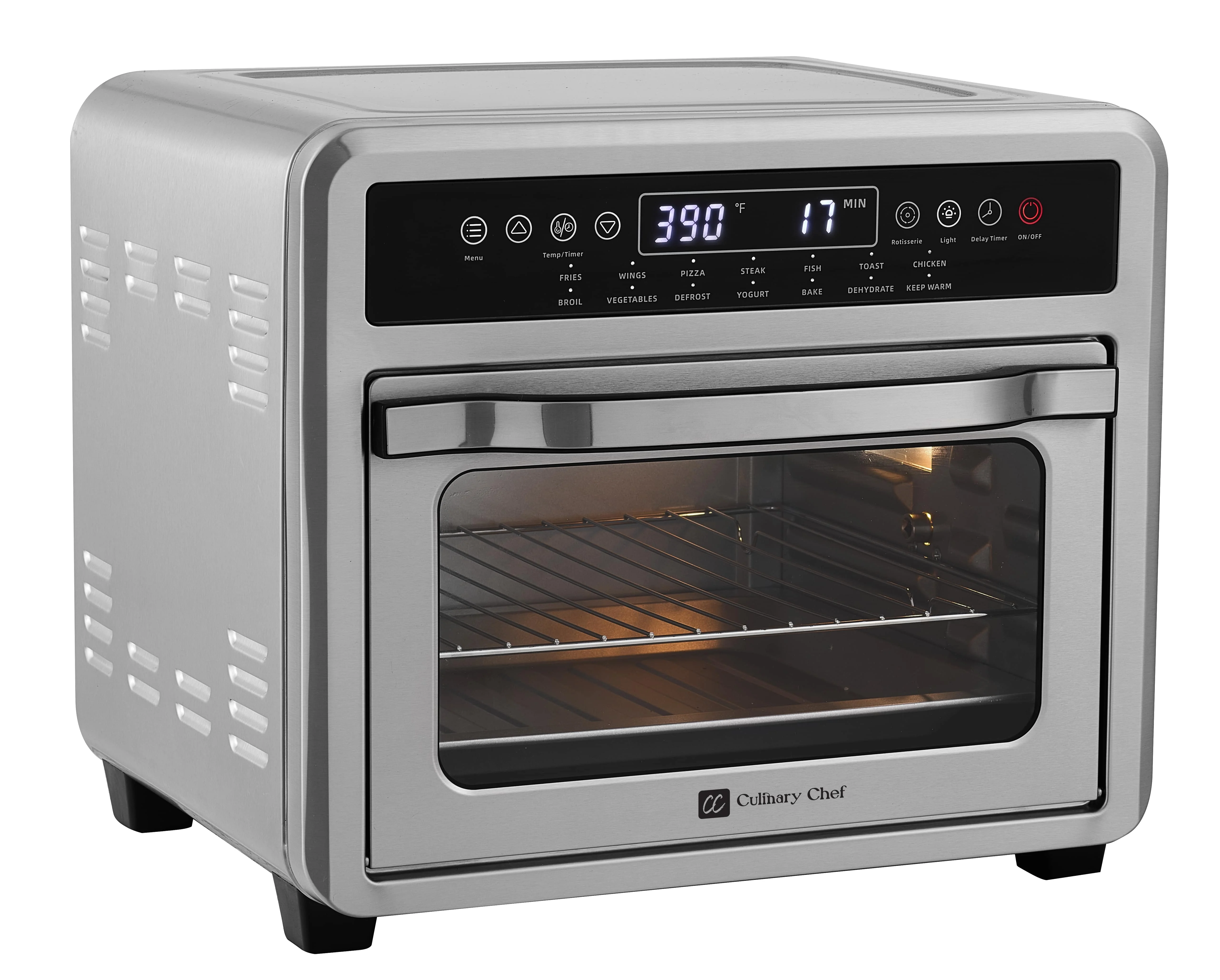 Culinary Chef Air Fryer Oven, Digital, 26 Quart 10-in-1 Countertop Toaster Oven and Air Fryer Combo in Stainless Steel - Image 2