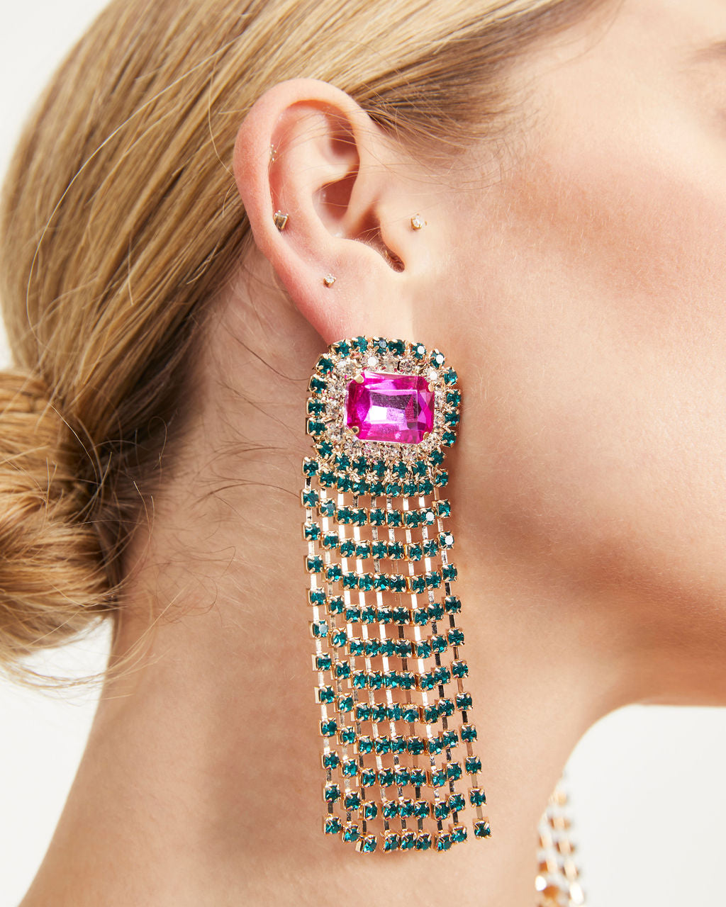 Lindsay Gemstone Fringe Earrings - Multi - Se7enfashion