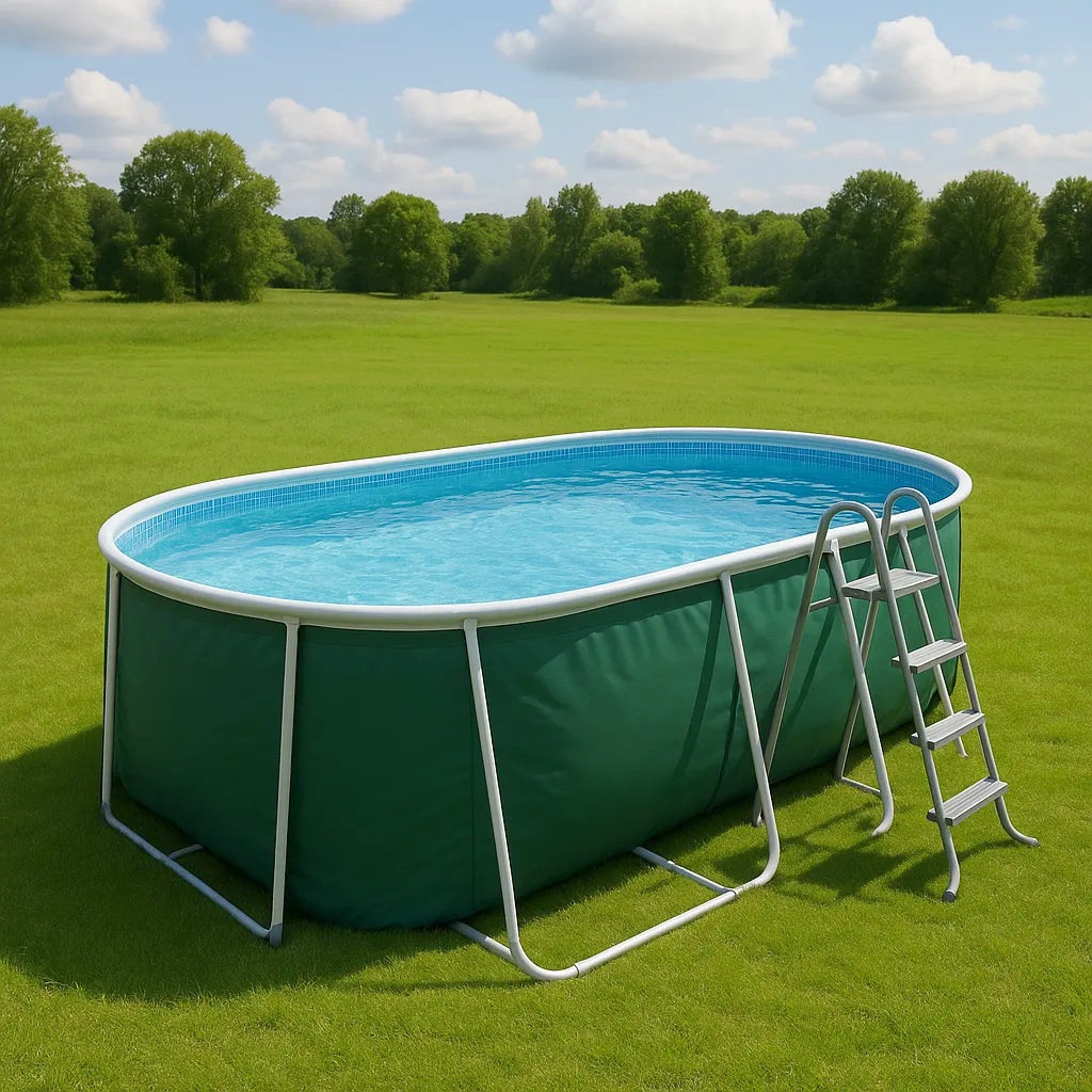 piscina tubular ovalada, piscina desmontable ovalada verde, verde, metal y PVC, jardín y exteriores, 488x305x107 cm oseWxsR623py