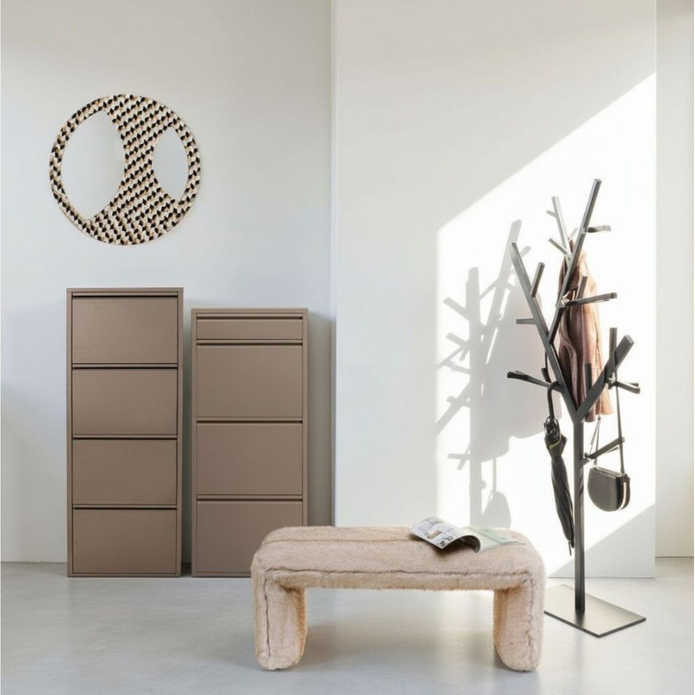 Schoenenkast Caruso taupe 3+1 laden Kare Design