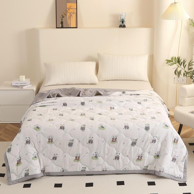 Washed Cotton Summer Quilt Cartoon Printed Breathable Soft Thin Air Condition Quilt