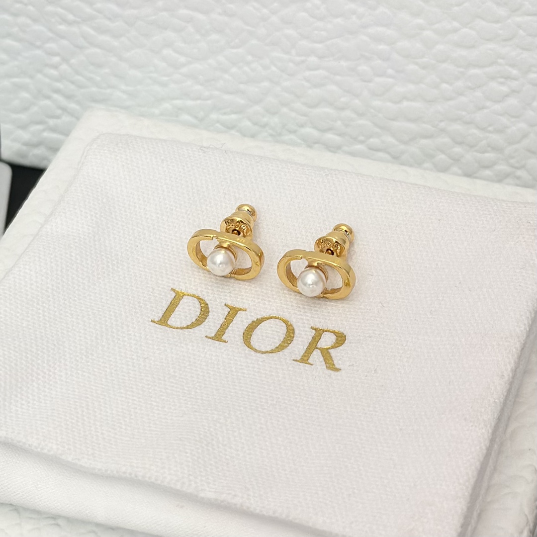Dior Pearl Paved CD Stud Earrings - Original Replica Club