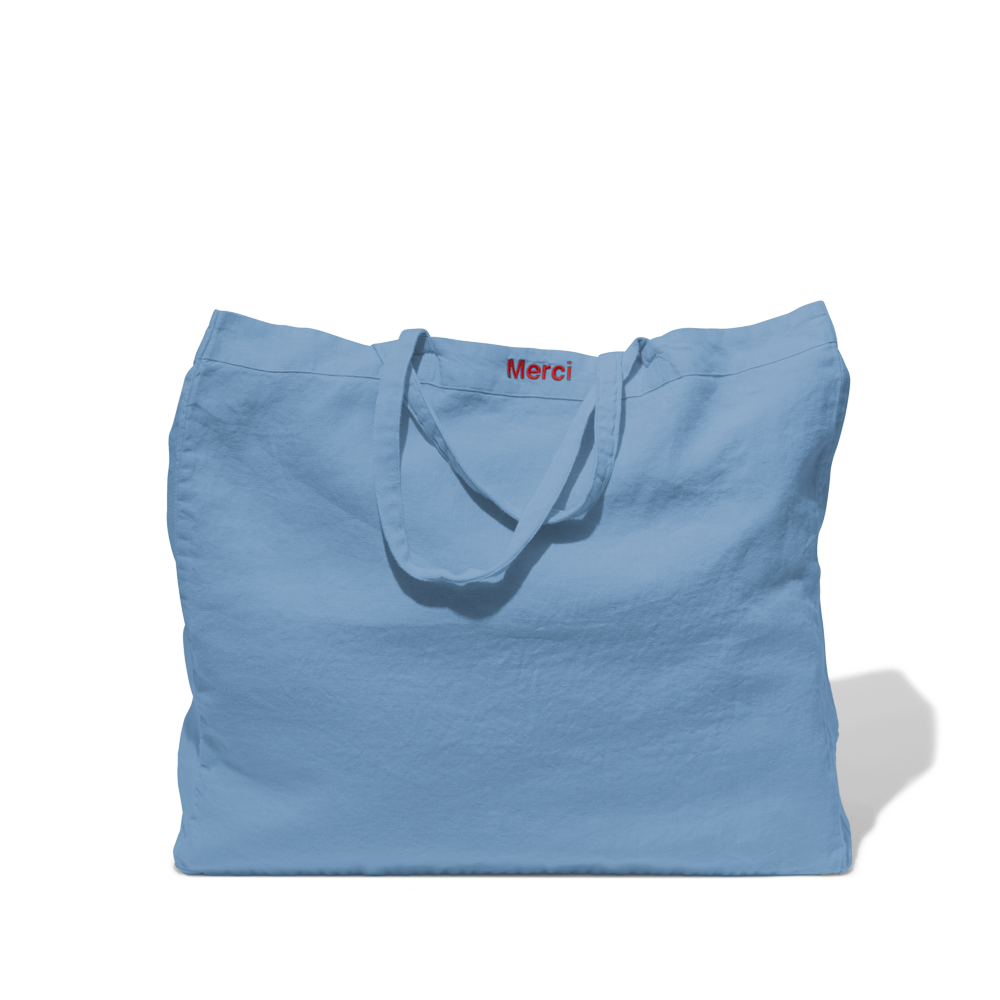 Cabas en lin lavé - Bleu Primaire