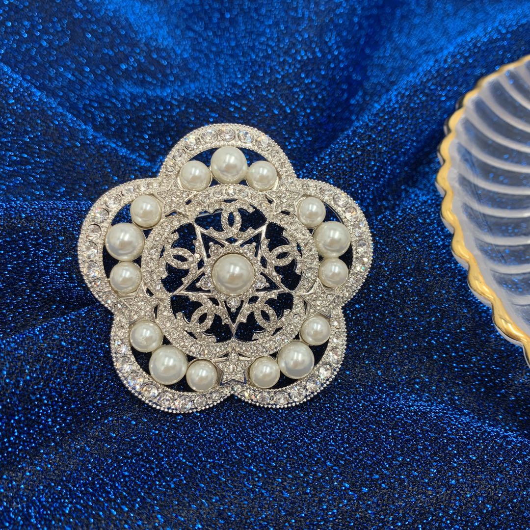 Chanel Swarovski Diamond Paved Pearl Camellia Brooch - Original Replica Club