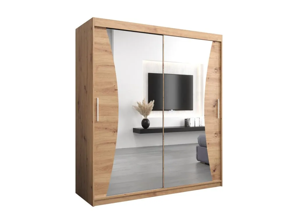 Armario Nidovia corredero 200x180x62 cm, 2 puertas en acabado artisan fxv3510082