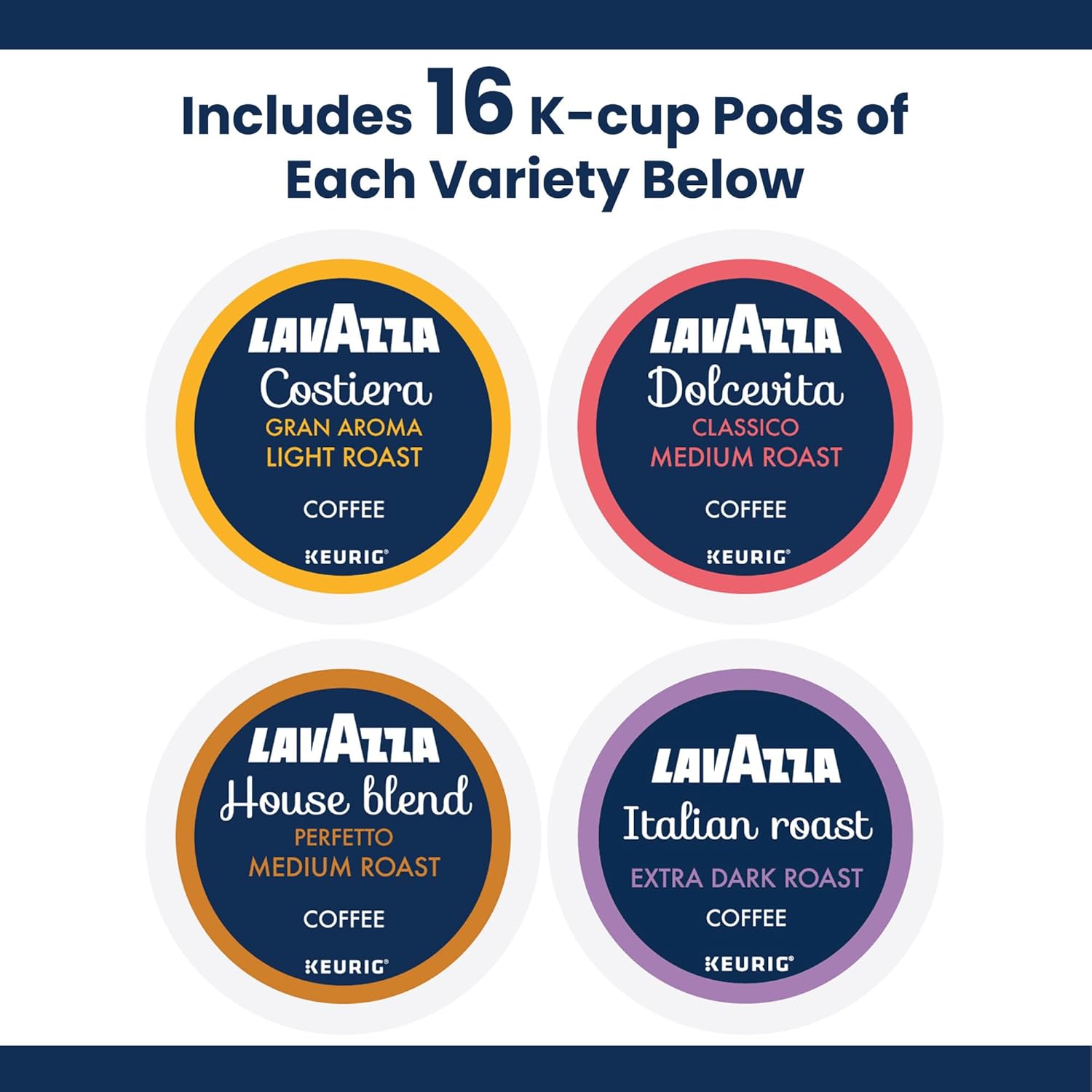 Lavazza Coffee Variety Pack. Keurig Single-Serve K-Cup Pods. 64 Count
