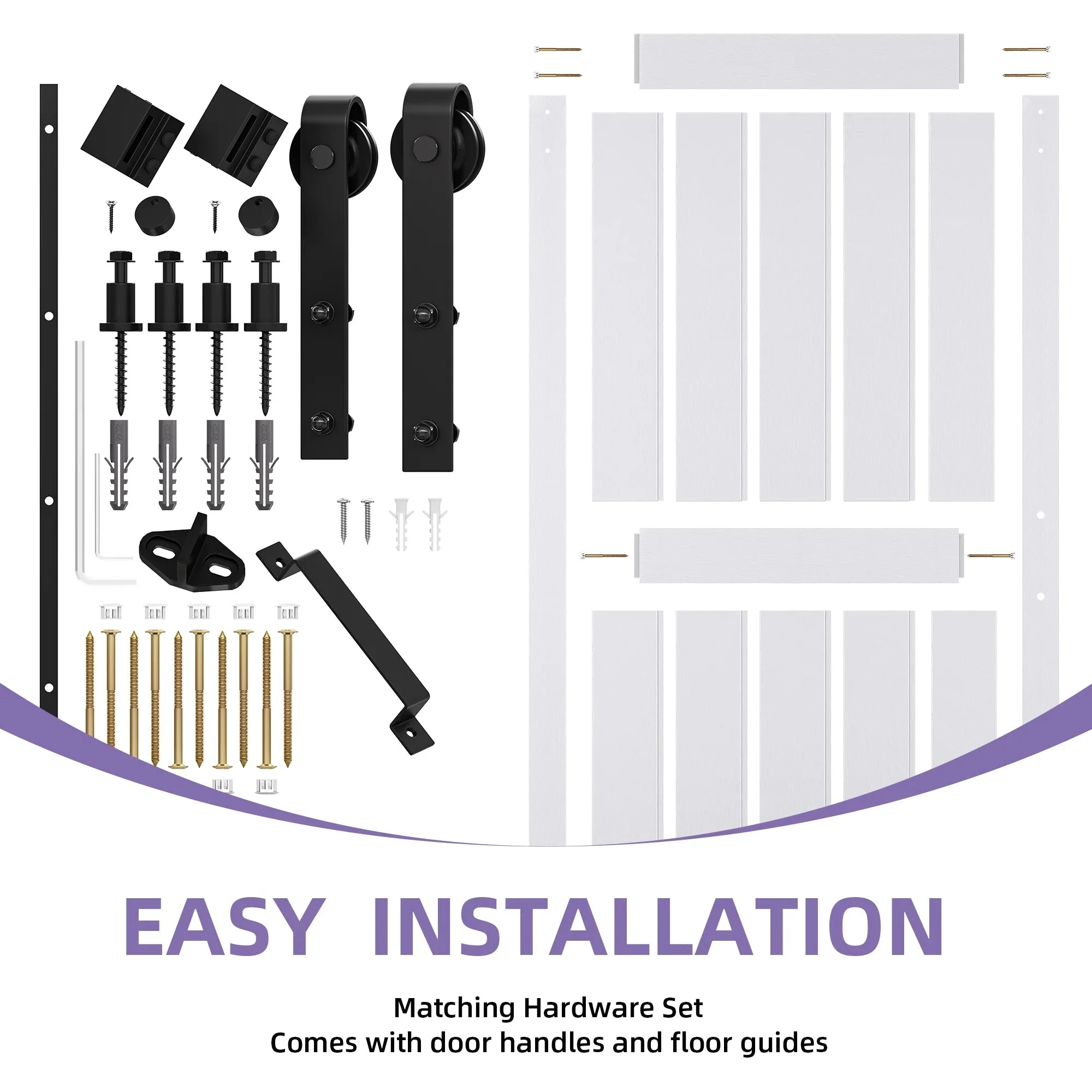 Uforic Sliding Barn Door With Hardware Kit, 48 x 84 in, Gray - Image 21 Uforic Sliding Barn Door With Hardware Kit, 48 x 84 in, Gray - Image 21