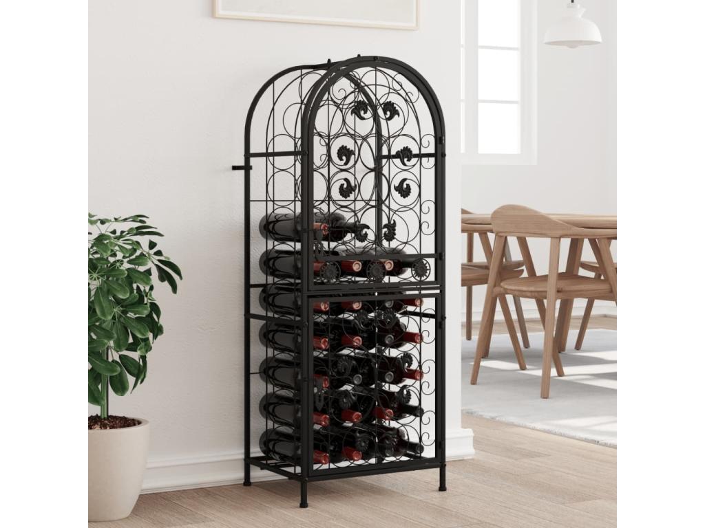 Hogarlujo Botellero para 41 botellas hierro forjado negro 45x36x120 cm