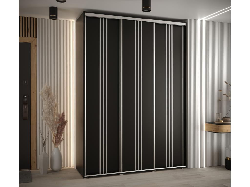 ARMARIO DAVOS 6 DE PUERTAS CORREDERAS 235,2/170/60 3 puertas (Negro/Negro/Plata)