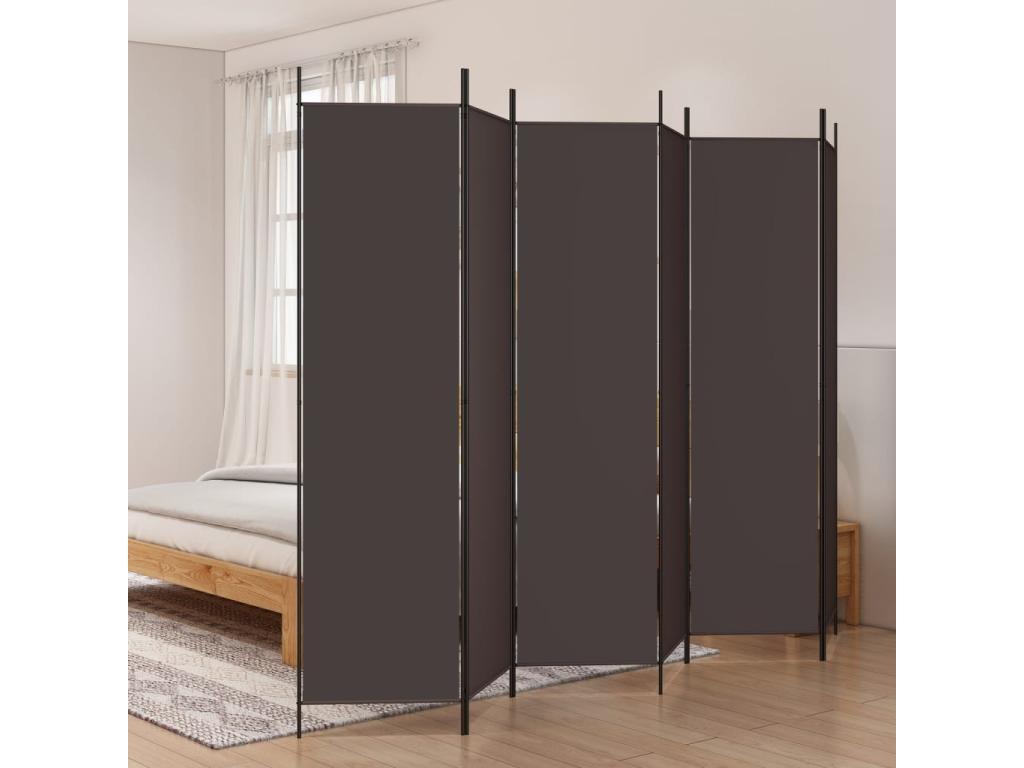 Tabique 6 paneles Marrón 300x200 cm Tela